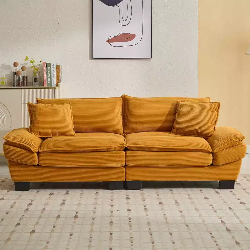 TUYOHW 84 Inch Corduroy Couch Loveseat Sofa with 2 Pillows for Living Room,Small Space,Office,Apartment