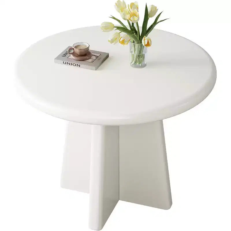 Lantine 31.5-Inch Round Dining Table for 2-4, Small Kitchen Table with Sturdy Base for Dining Room, Kitchen, Living Room, White