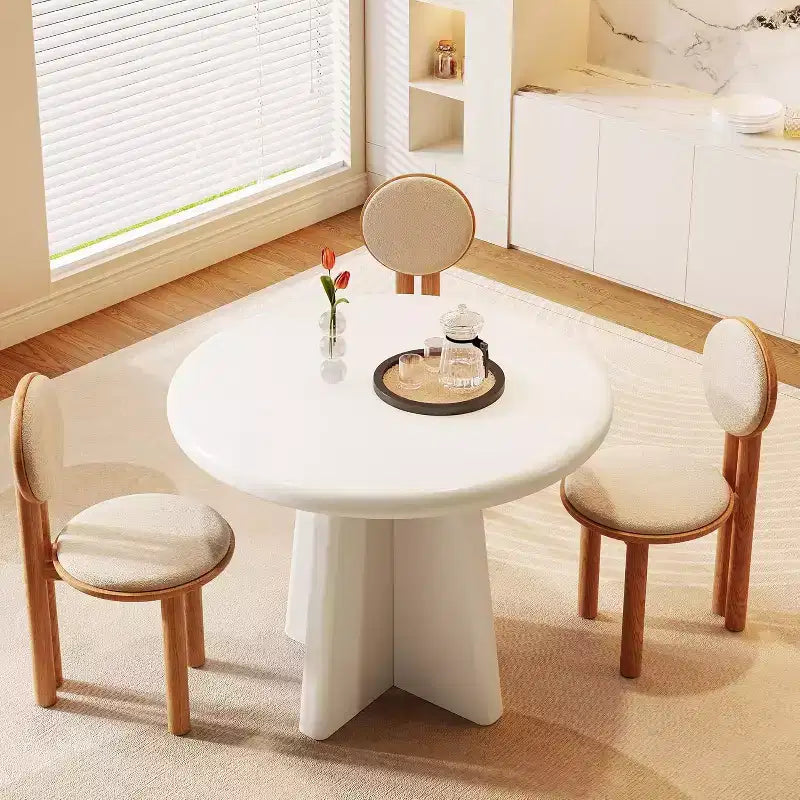 Lantine 31.5-Inch Round Dining Table for 2-4, Small Kitchen Table with Sturdy Base for Dining Room, Kitchen, Living Room, White