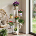 MAYEERTY 7-Tier Industrial Retro Plant Stand, High-Low Round Panel Flower Display Rack