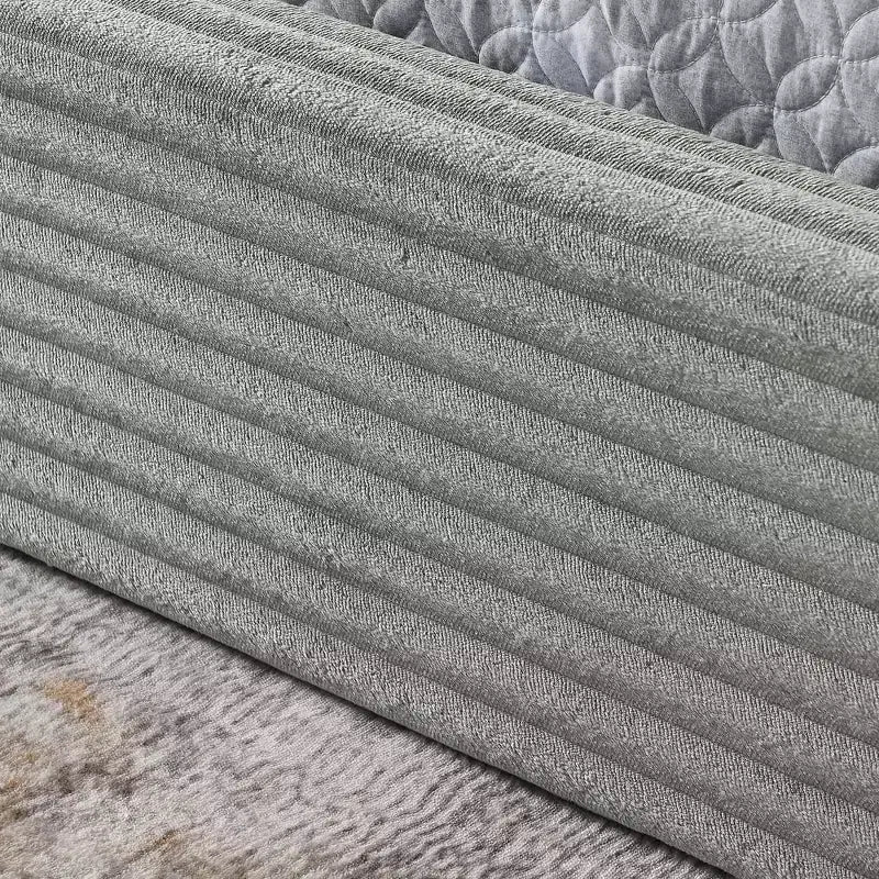 MAYEERTY Queen Size Upholstered Bed Frame with Chenille Fabric with Pleated Headboard Solid Frame for Bedroom Gray