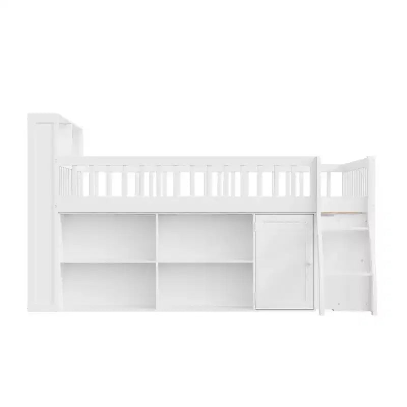 Whisen Full Size Loft Bed Frame with Storage, Built-in Headboard, Space-Saving Design
