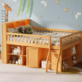 Whisen Full Size Loft Bed Frame with Storage, Built-in Headboard, Space-Saving Design