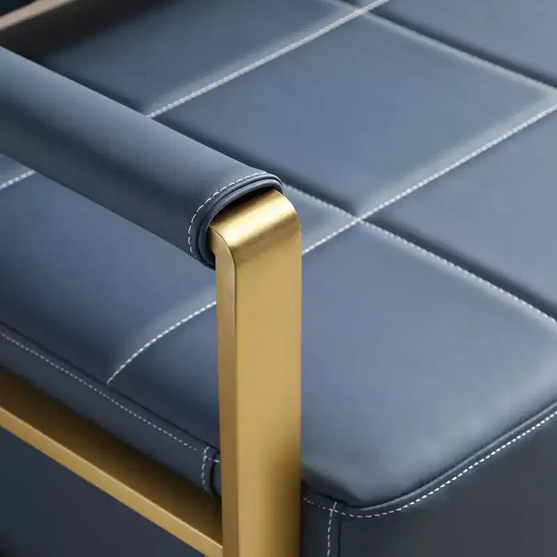 TUYOHW 57.9 Inch Faux Bonded Leather Loveseat Sofa with Golden Metal Arms for Living Room,Office,Apartment