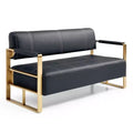 TUYOHW 57.9 Inch Faux Bonded Leather Loveseat Sofa with Golden Metal Arms for Living Room,Office,Apartment