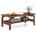 Costway 47'' Rectangular Coffee Table w/ Storage Shelf & Curved Legs for Living Room