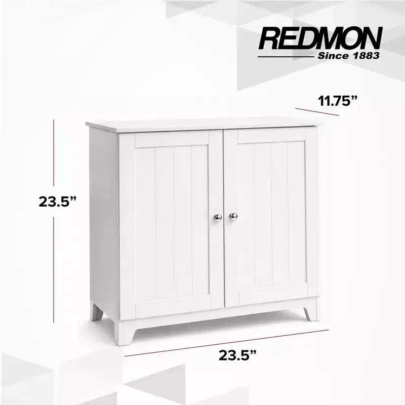 Redmon Double Door Freestanding Floor Cabinet, Modern Wooden Furniture, White