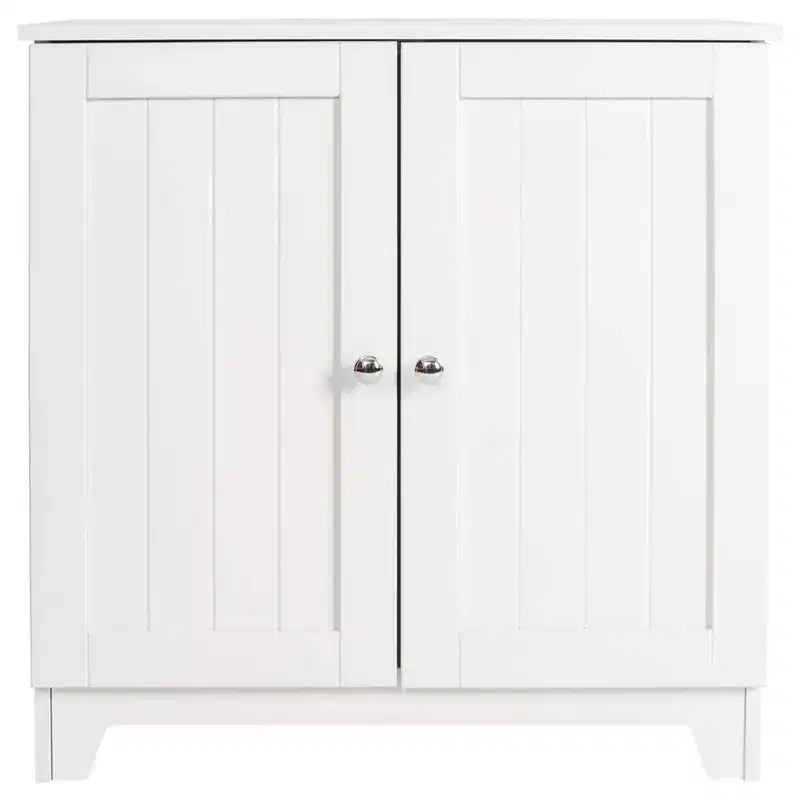 Redmon Double Door Freestanding Floor Cabinet, Modern Wooden Furniture, White