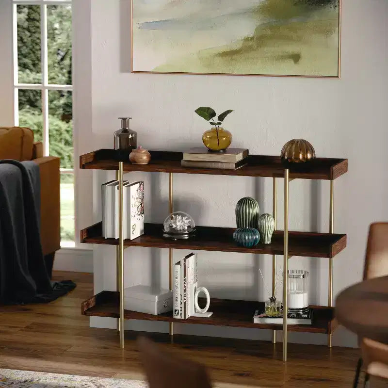 Martha Stewart Emmett 3 Shelf Storage Display Unit Bookcase with Metal Frame