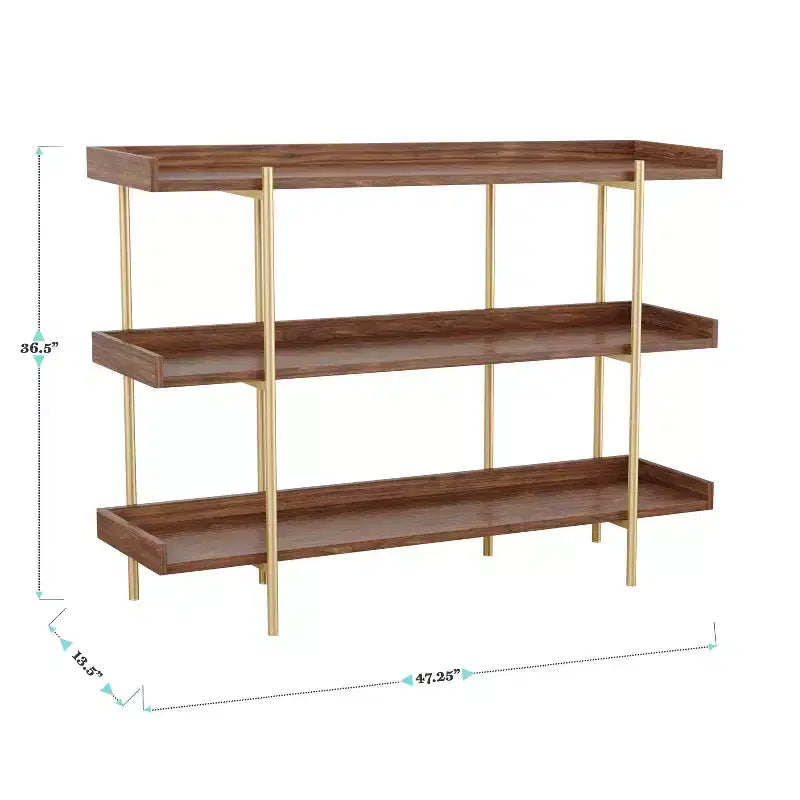 Martha Stewart Emmett 3 Shelf Storage Display Unit Bookcase with Metal Frame
