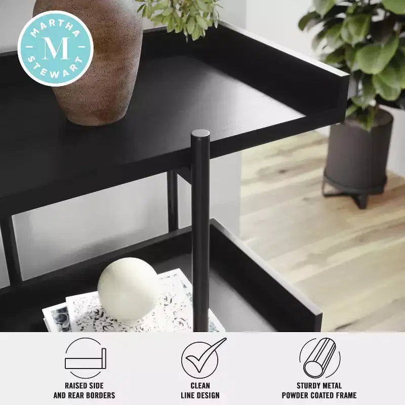 Martha Stewart Emmett 3 Shelf Storage Display Unit Bookcase with Metal Frame