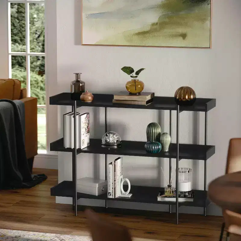 Martha Stewart Emmett 3 Shelf Storage Display Unit Bookcase with Metal Frame