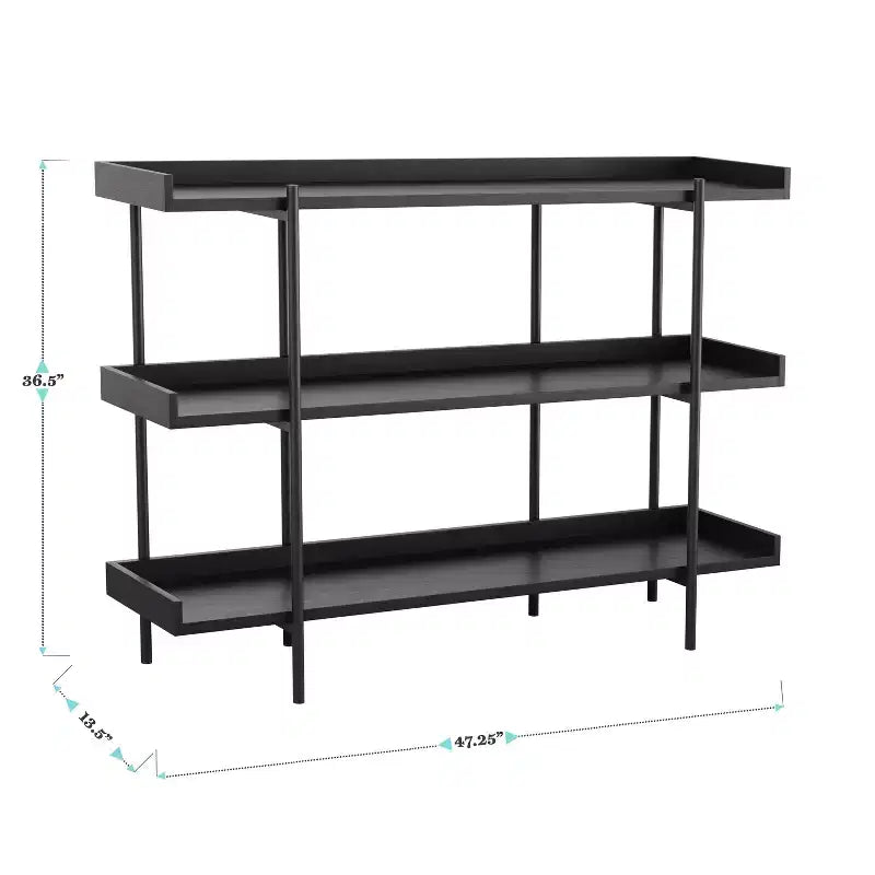 Martha Stewart Emmett 3 Shelf Storage Display Unit Bookcase with Metal Frame