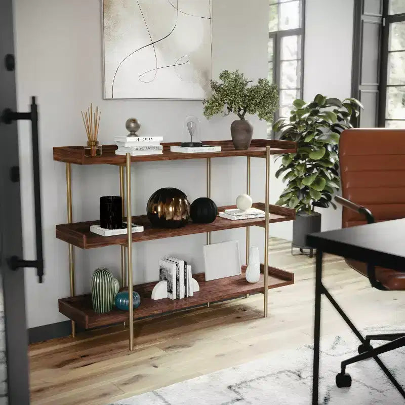 Martha Stewart Emmett 3 Shelf Storage Display Unit Bookcase with Metal Frame