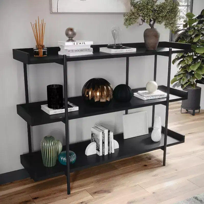 Martha Stewart Emmett 3 Shelf Storage Display Unit Bookcase with Metal Frame