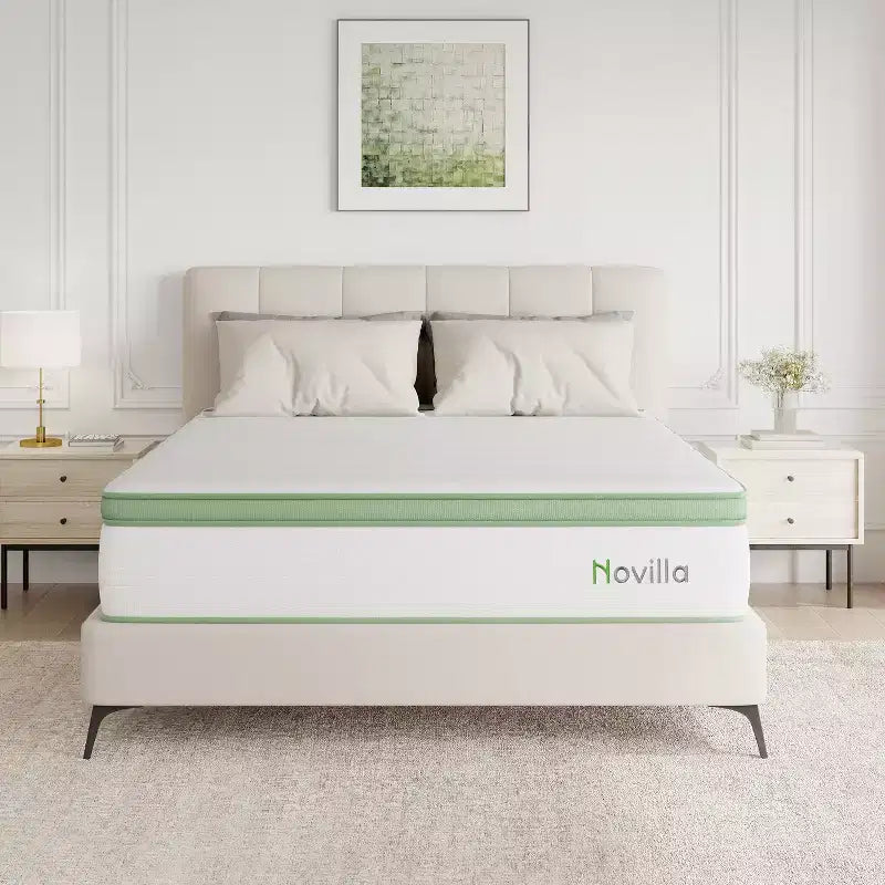 Novilla 14 inch Memory Foam Hybrid Mattress with Innersprings for Pressure Relief and Motion Isolation