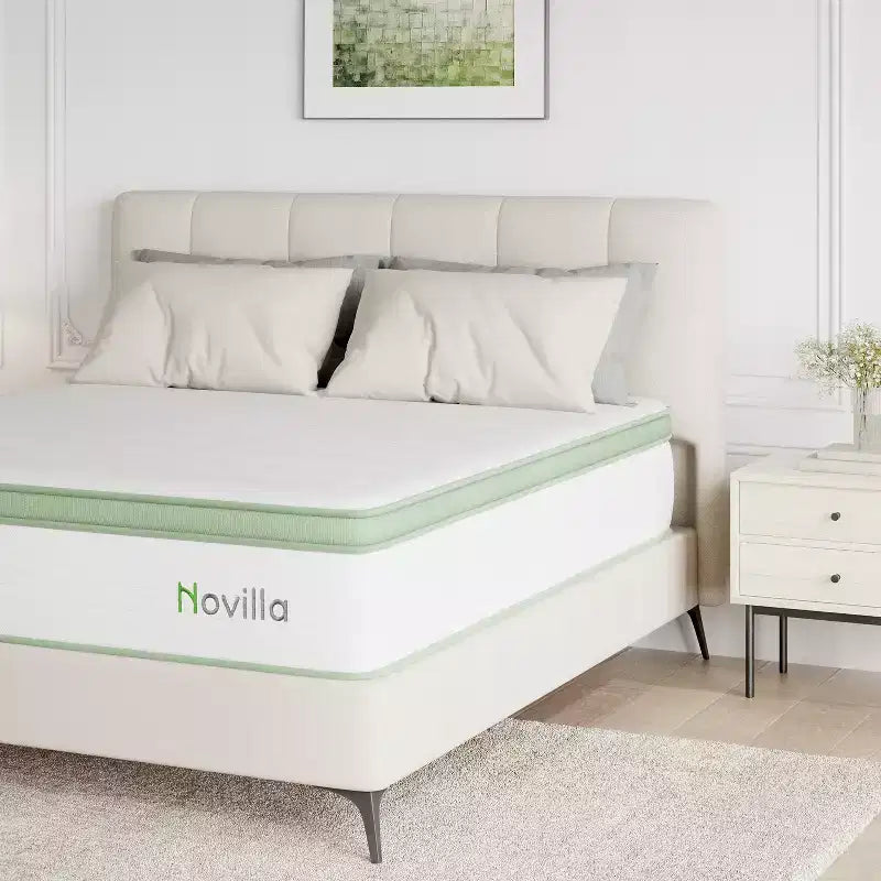 Novilla 14 inch Memory Foam Hybrid Mattress with Innersprings for Pressure Relief and Motion Isolation