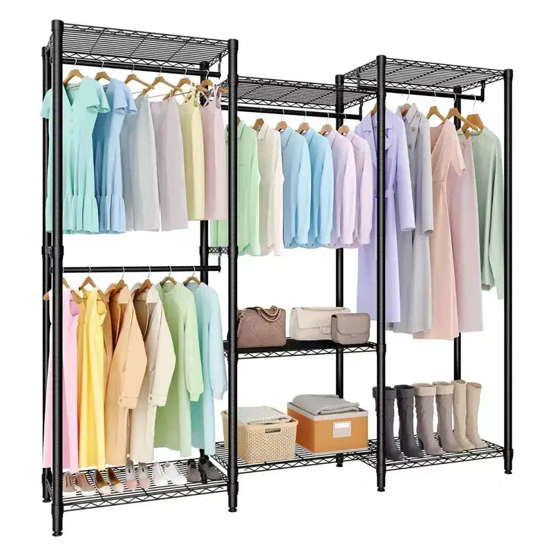 Portant à vêtements robuste, portant autoportant avec étagères et cintre, organisateur de garde-robe pour chambre et buanderie, charge maximale de 227 kg