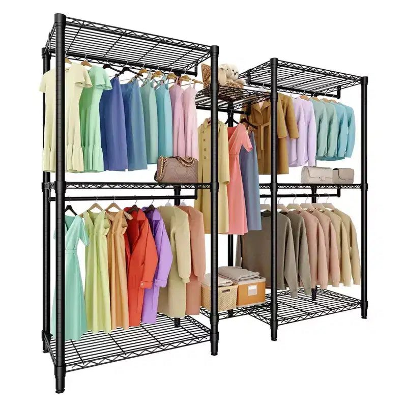 Portant à vêtements robuste, portant autoportant avec étagères et cintre, organisateur de garde-robe pour chambre et buanderie, charge maximale de 227 kg