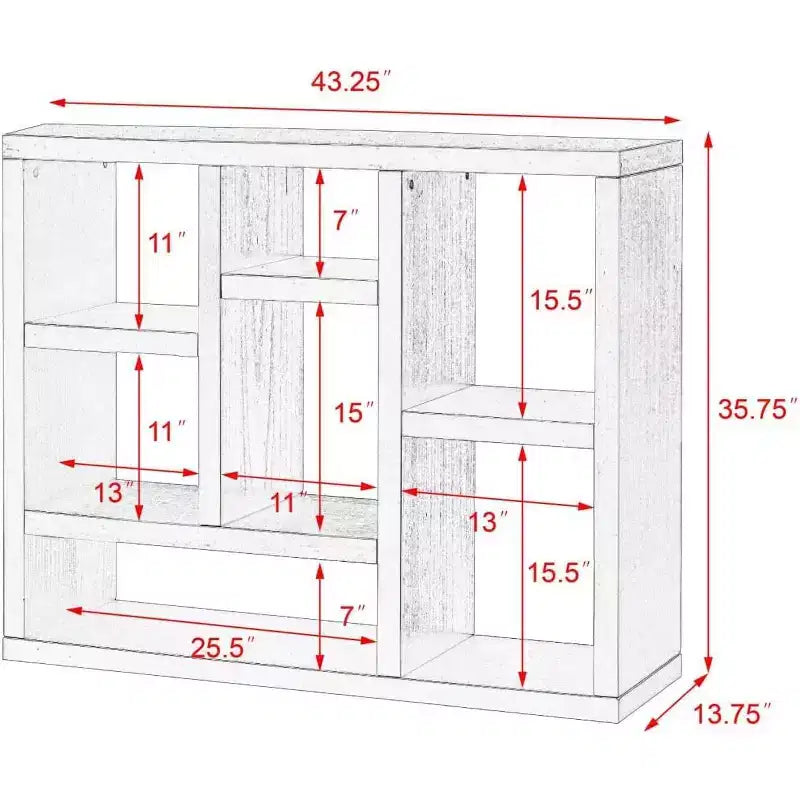 Open Shelf Bookcase, 7-Cube Freestanding Display Storage Cabinet, VC Exclusive, for Entryway, Living Room