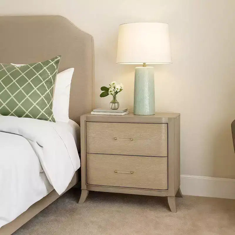Royal Hampton Nightstand With Usb Ports, 2 Drawers, Natural Oak Brown