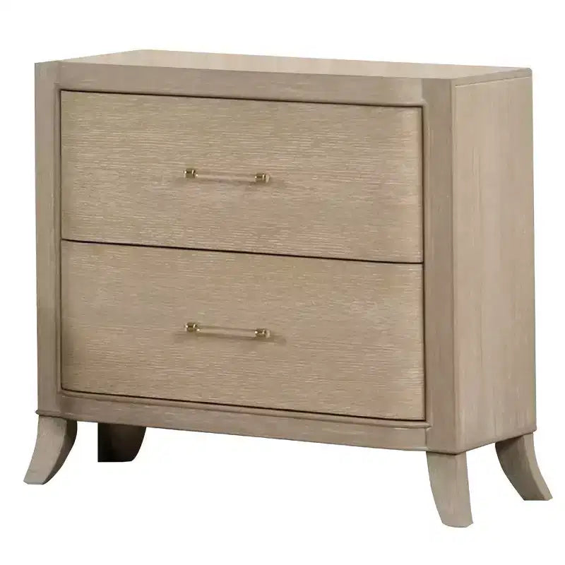 Royal Hampton Nightstand With Usb Ports, 2 Drawers, Natural Oak Brown