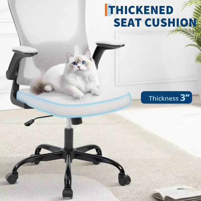 Ergonomic Mesh Office Chair, Rolling Computer Chair with Flip-Up Armrests, Breathable Mesh Task Chair for Home or Office