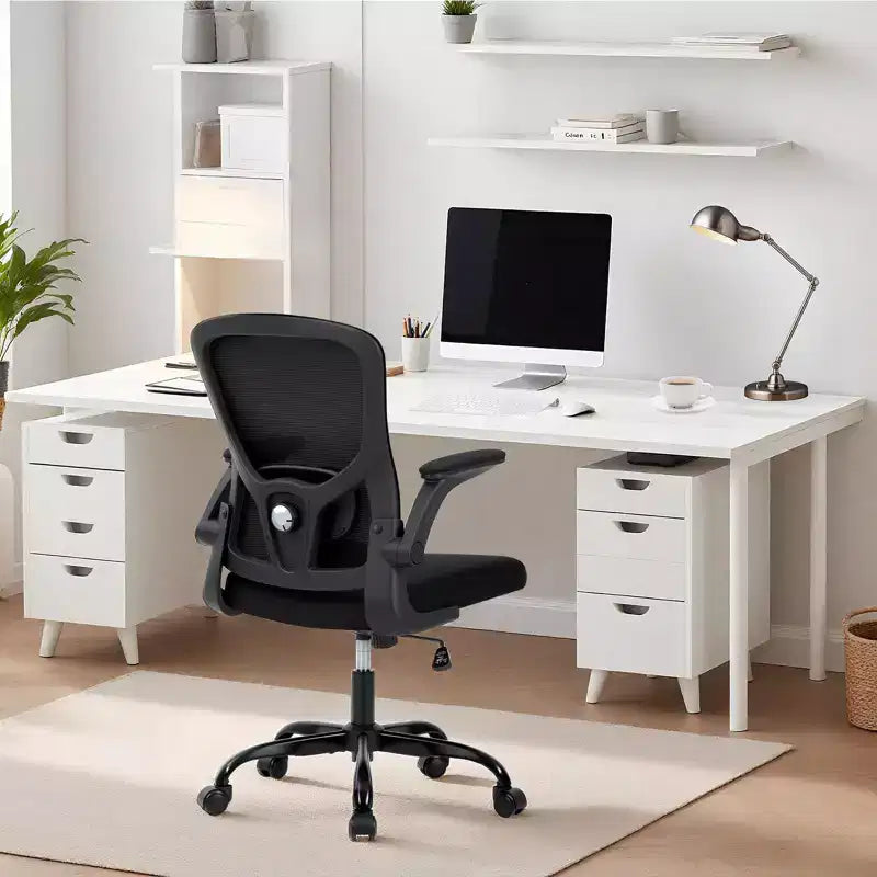 Ergonomic Mesh Office Chair, Rolling Computer Chair with Flip-Up Armrests, Breathable Mesh Task Chair for Home or Office