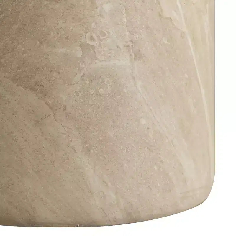 LeisureMod Vintara Round Accent Table - Brushed Stone-Style Fiberstone Side Table