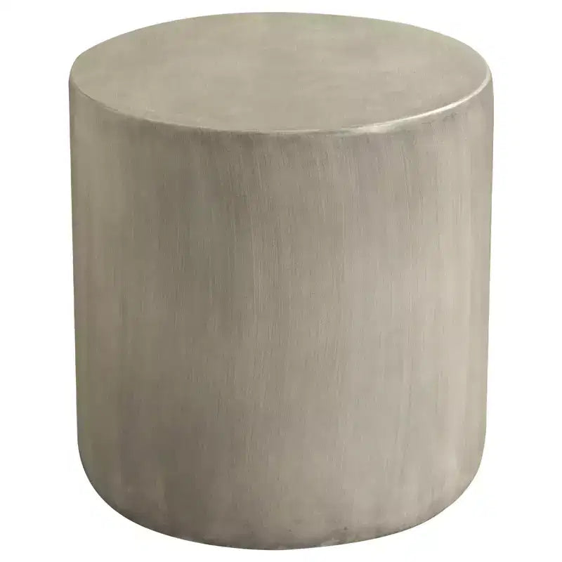 LeisureMod Vintara Round Accent Table - Brushed Stone-Style Fiberstone Side Table