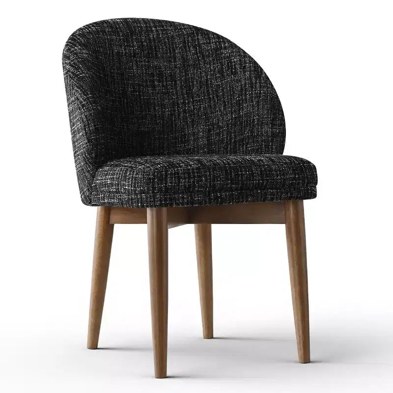 Modern Dining Chairs Set of 4, Upholstered Armless Chairs with Curved Back, Walnut Wood Legs Padded Kitchen Chairs for Dining Room-Panipeachy