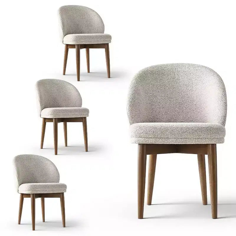 Modern Dining Chairs Set of 4, Upholstered Armless Chairs with Curved Back, Walnut Wood Legs Padded Kitchen Chairs for Dining Room-Panipeachy