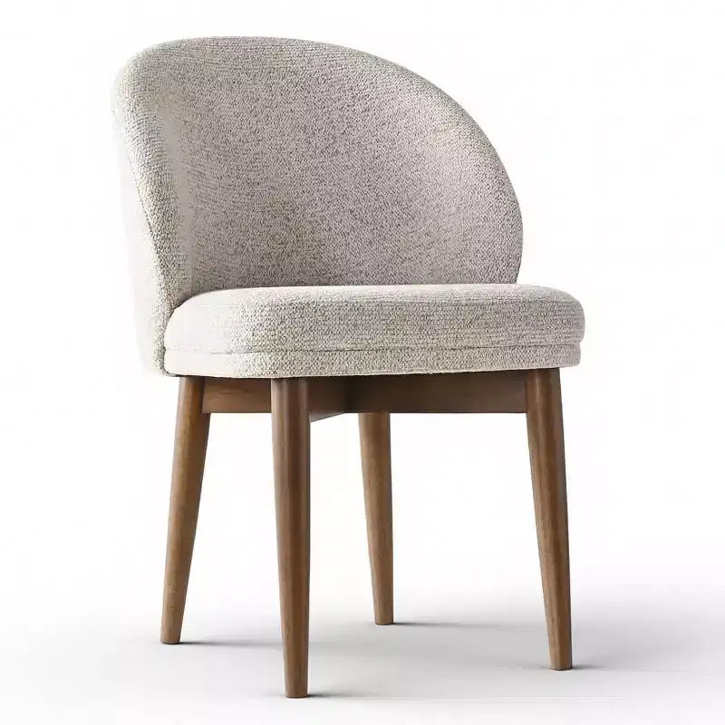Modern Dining Chairs Set of 4, Upholstered Armless Chairs with Curved Back, Walnut Wood Legs Padded Kitchen Chairs for Dining Room-Panipeachy