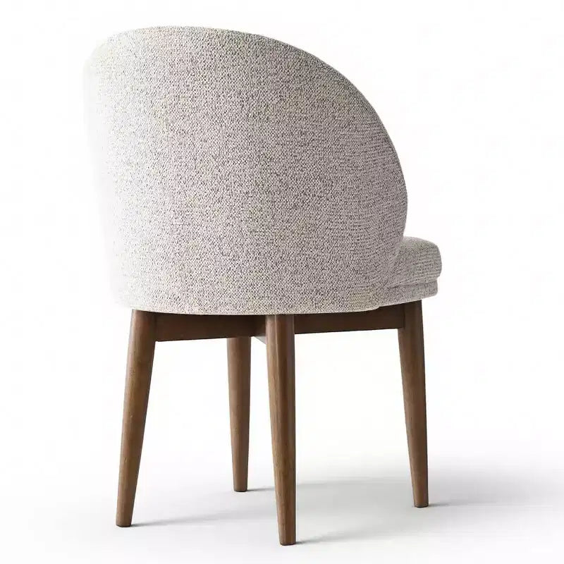 Modern Dining Chairs Set of 4, Upholstered Armless Chairs with Curved Back, Walnut Wood Legs Padded Kitchen Chairs for Dining Room-Panipeachy