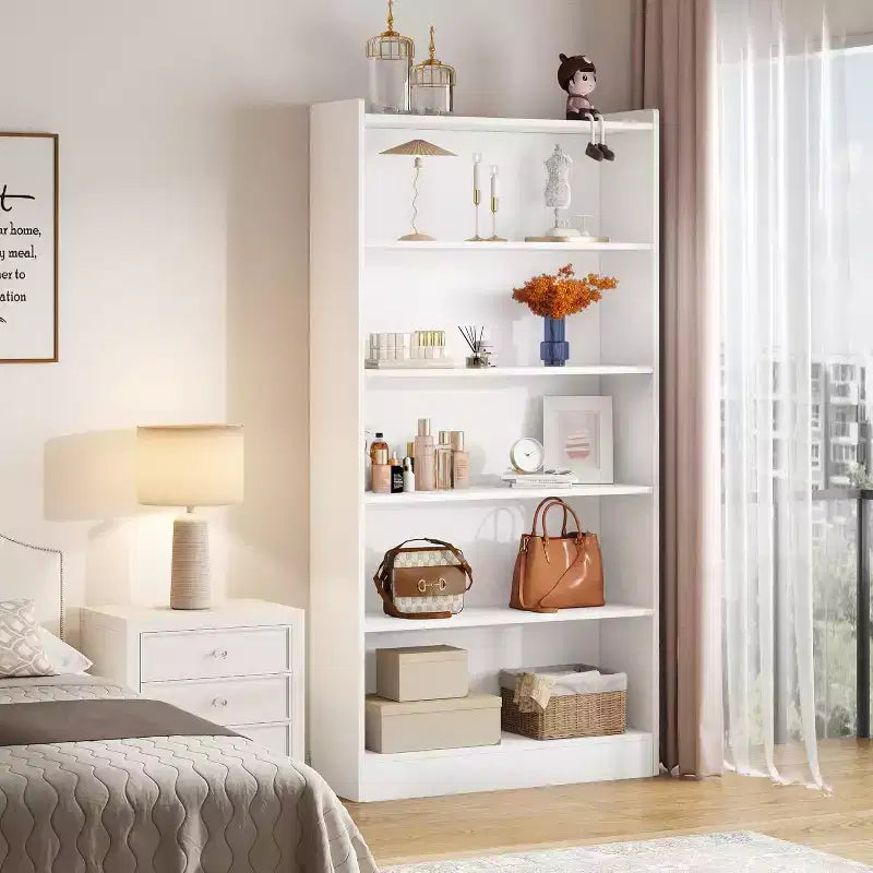 Lantine 6-Tier Tall Bookcase, 71 Inches Bookshelves and Bookcases, Floor Standing 5 Shelf Library Bookcase for Home Office, Living Room, Bedroom
