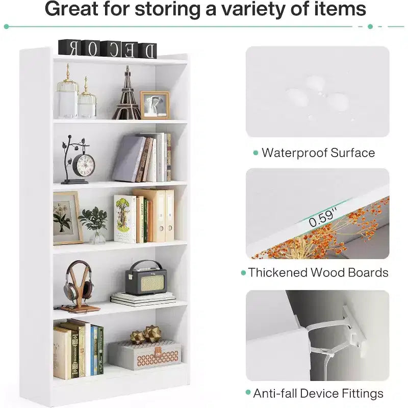 Lantine 6-Tier Tall Bookcase, 71 Inches Bookshelves and Bookcases, Floor Standing 5 Shelf Library Bookcase for Home Office, Living Room, Bedroom