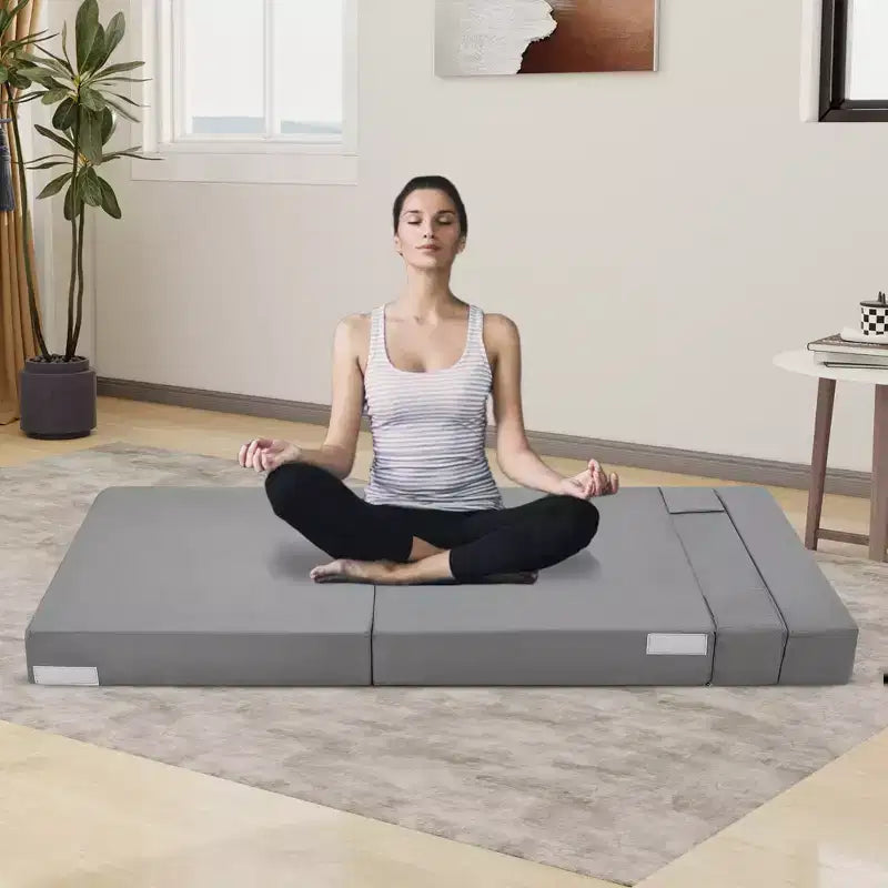 COZONY Folding Sofa Bed, Foldable Couch Bed with Pillow, Convertible Sleeper Mattress, Futon Floor Couch with Memory Foam Washable Cover, Single Size
