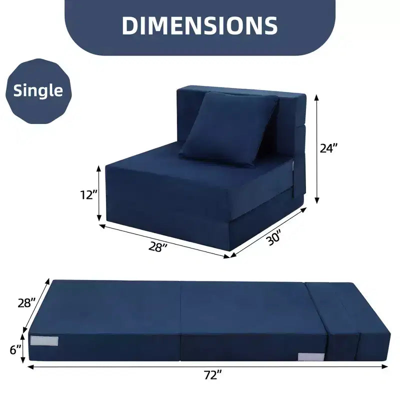 COZONY Folding Sofa Bed, Foldable Couch Bed with Pillow, Convertible Sleeper Mattress, Futon Floor Couch with Memory Foam Washable Cover, Single Size