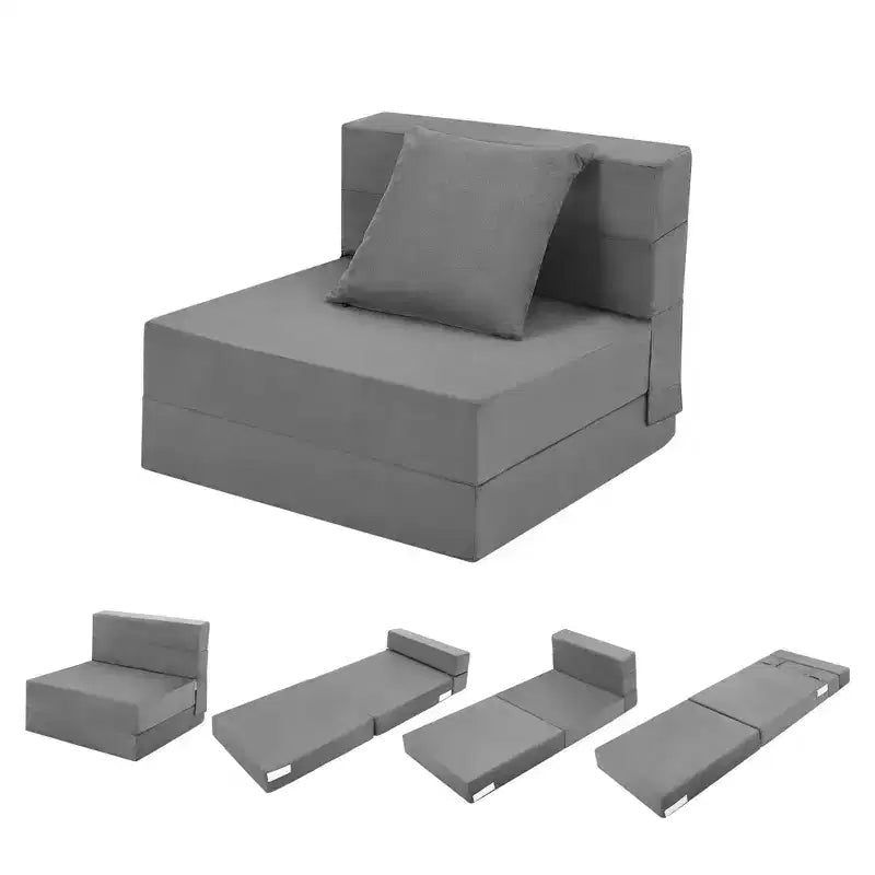 COZONY Folding Sofa Bed, Foldable Couch Bed with Pillow, Convertible Sleeper Mattress, Futon Floor Couch with Memory Foam Washable Cover, Single Size