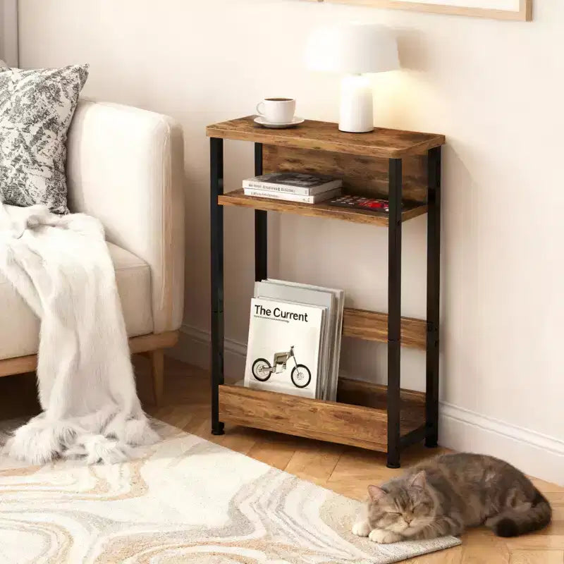 Narrow Side Table with Storage Shelf