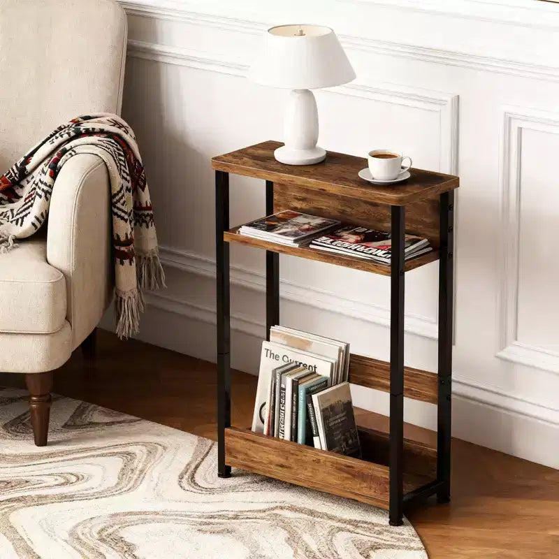 Narrow Side Table with Storage Shelf