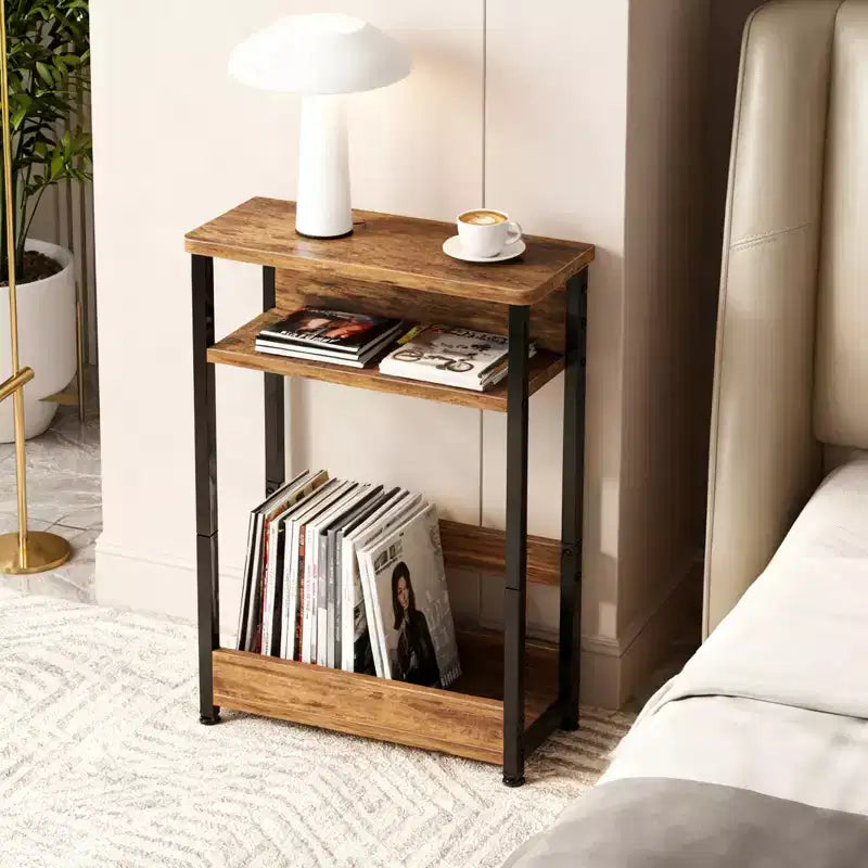 Narrow Side Table with Storage Shelf