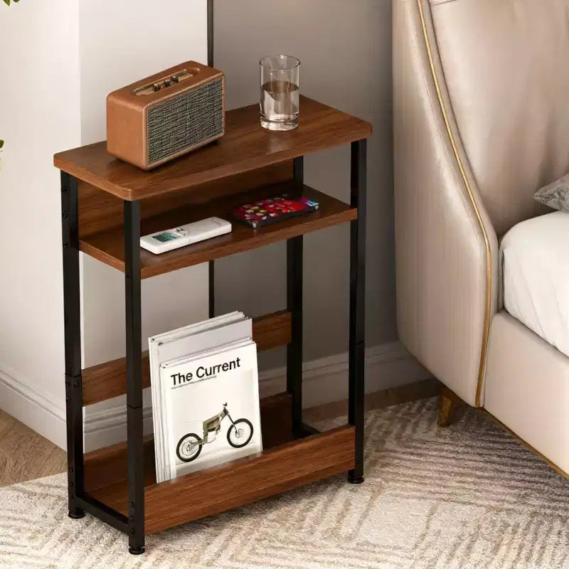Narrow Side Table with Storage Shelf