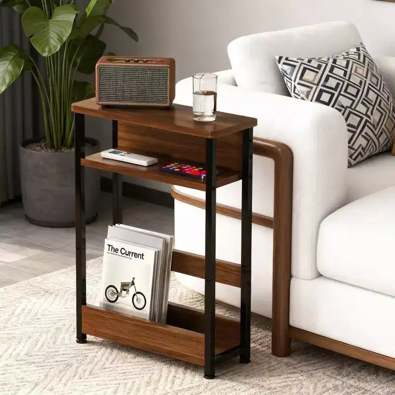 Narrow Side Table with Storage Shelf