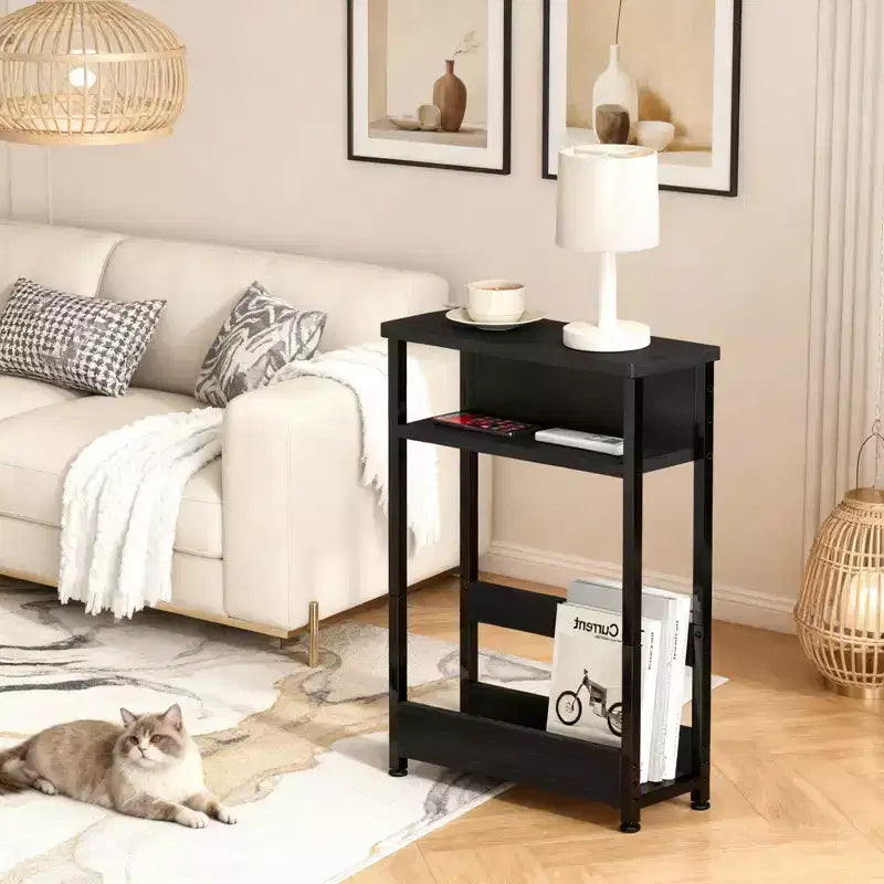 Narrow Side Table with Storage Shelf