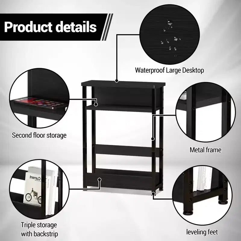 Narrow Side Table with Storage Shelf
