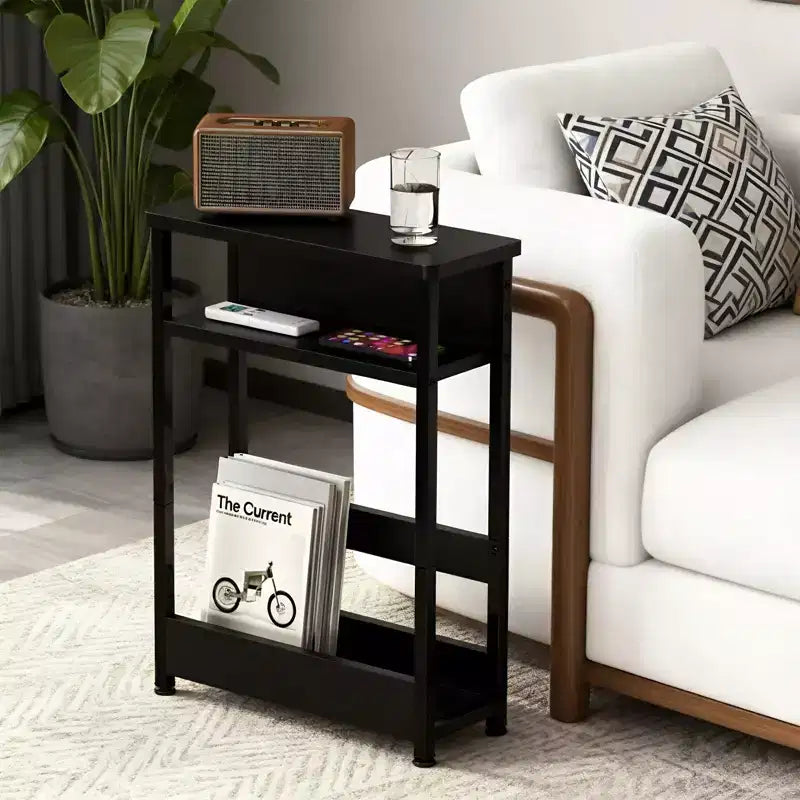 Narrow Side Table with Storage Shelf