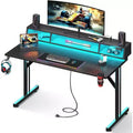 BALHAM TRADE-48 inch LED Gaming Desk with Power Outlets Small Computer Table Float Monitor Stand