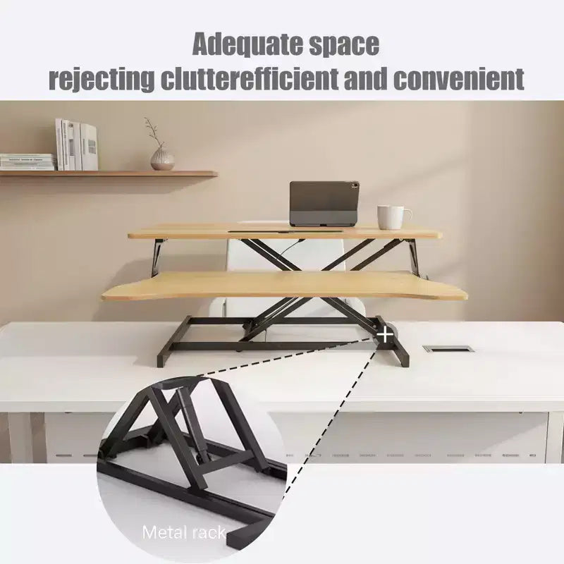NAYSAYE Height Adjustable Desk End Table Converter Sit Stand Workstation for Home Office Dual Monitor Laptop, Black, 32*16.5*26