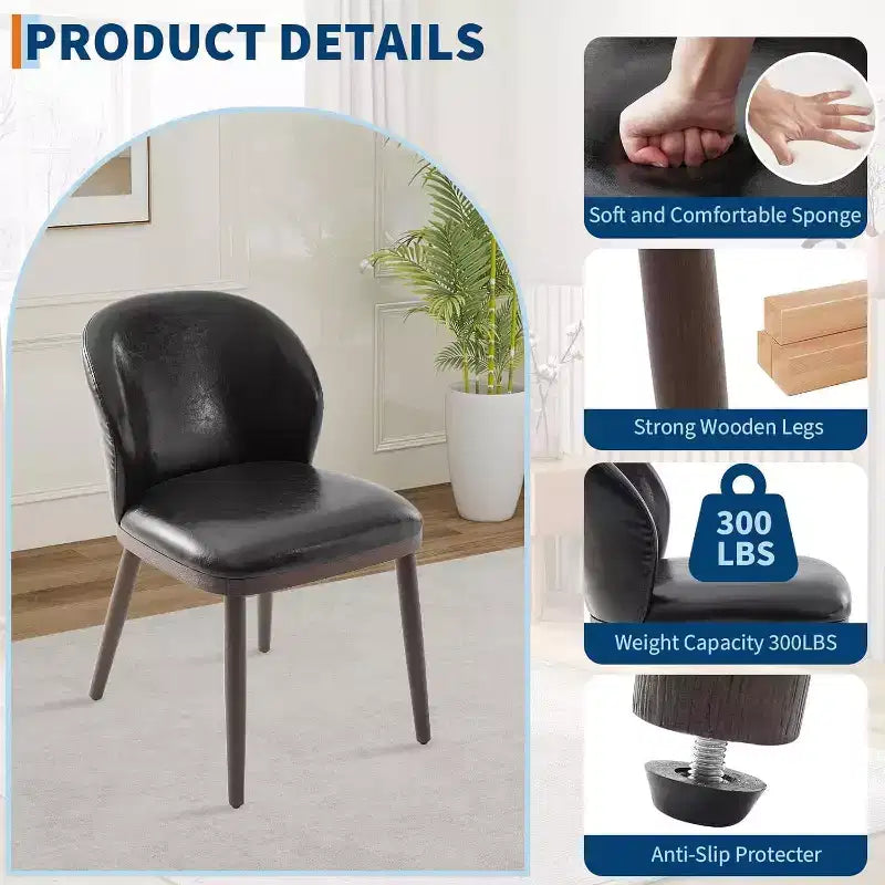 Dining Chairs Set of 4, Upholstered Kitchen Chairs with Back, Dining Room Chairs with Wood Legs for Kitchen Dining Room Restaurant
